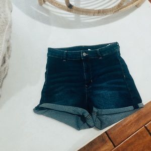 High Waist Cuffed Denim Short